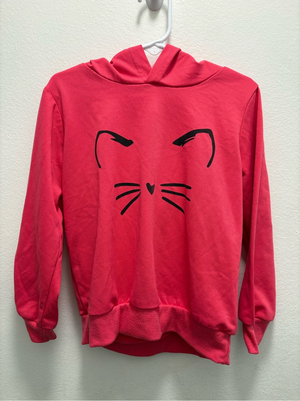SHEIN Pink Red Cat Face Hoodie for Kids. Size 4/5